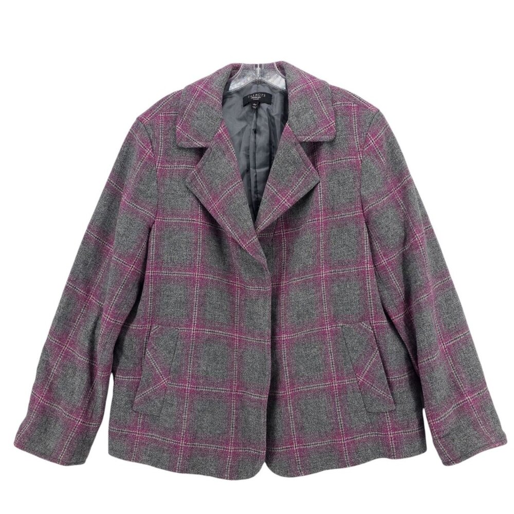 Talbots Gray and Pink Plaid Blazer